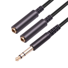 Cable Adaptador de Audio Macho de 6,35 Mm una 2 Hembra de 6,35 Mm Conector de 1/4 de 6,35 Mm una Cable de Audio EstéReo Divisor en y Dual de 6,35 Mm
