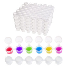 50 Streifen FarbtöPfe Streifen, 300 TöPfe 2Ml/0.07 Oz Leere Farbe Becher TöPfe mit Deckel, für Klassen Zimmer GemäLde Kunst Fest