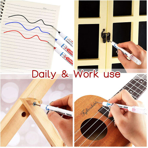 6Pcs Long  Deep Hole  Multifunction Long Nosed  Deep Drill Hole Carpenter Mark Waterproof  Pen 2