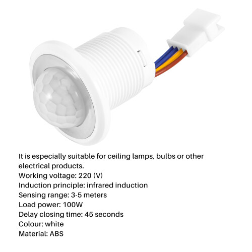 PIR Infrared Motion Sensor Detection 220V Adjustable  Infrared Automatic LED Light Witch 2