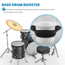 Bass Drum Enhancer ABS Rubber Bass Drum Kick Enhancer with Black Port Hole Protector,Mic Hole Drum ,White