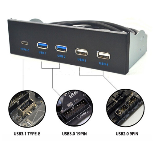5.25 inch Usb3.1 Gen2 Front Panel Usb Hub 2  Usb3.0+2  Usb2.0+1 Port Type-C with Type-E Connector 2