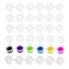 50 Strips Paint Pots Strips,300 Pots 2Ml/0.07 Oz Empty Paint Cup Pots with Lids, for Classrooms Paintings Art Festivals