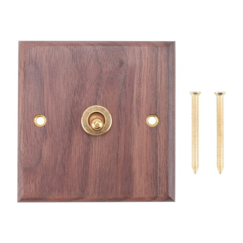 Retro American Industrial Style Light  Socket, Solid Wood Brass Toggle  Plate(1 Open)