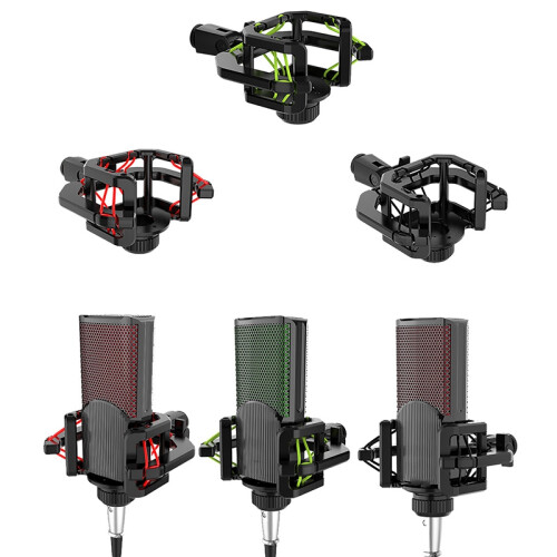 Microphone Shock Mount with Microphone Filter Windscreen Reduce Noise Anti Vibration Screen Stable Easy Install,Black 2