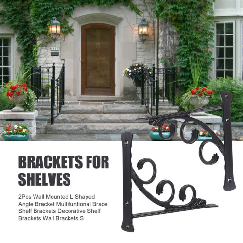 2Pcs Wall Mounted L Shaped Angle Bracket Multifuntional Brace Shelf Brackets Decorative Shelf Brackets Wall Brackets S 1