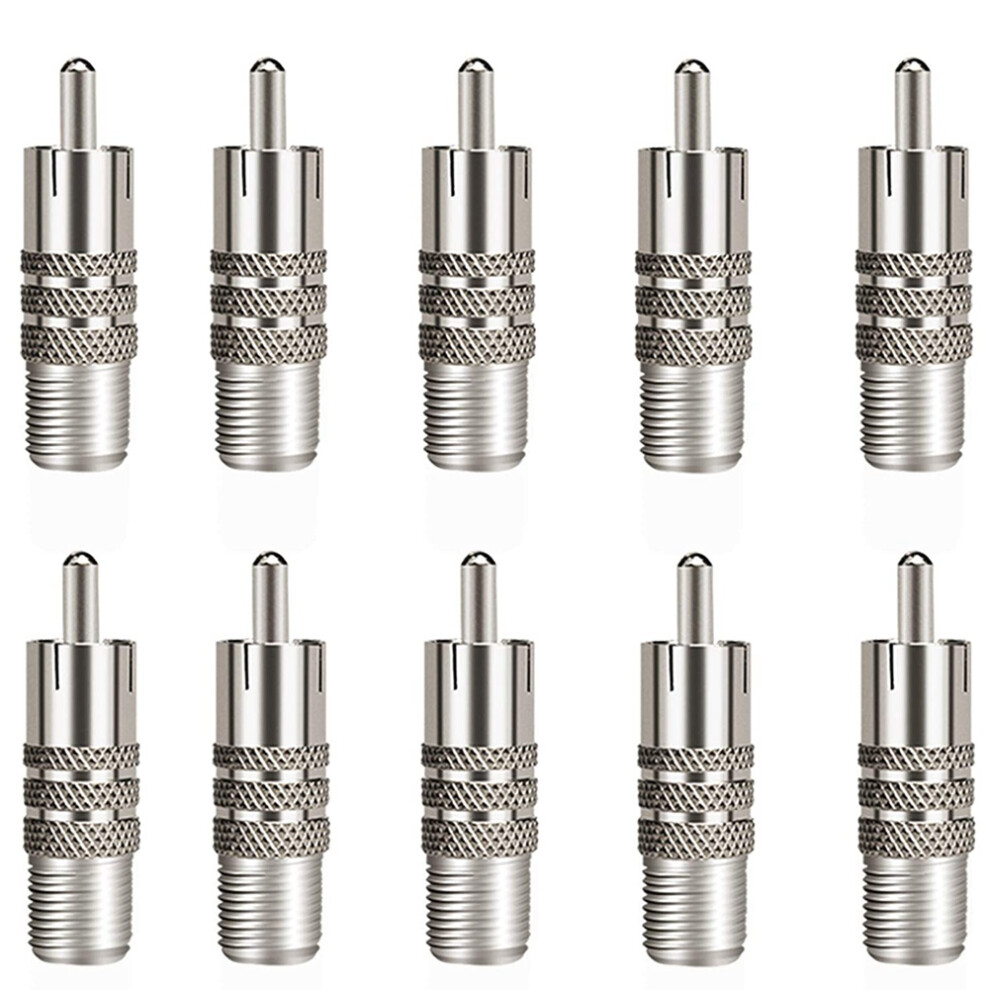 10 Pcs/Set F Type Female To Rca Male Coaxial Cable Adapter, Straight Coupler Adapter Connector For Video Audio 6031050482328
