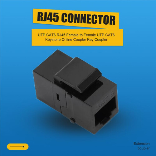 10Pcs RJ45 Connector  Jack Cat6 Extension Coupler Ethernet Network LAN Cat 6 Coupler Jacks Extend Adapter,Black 1