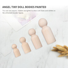 Wooden Peg Dolls, 56PCS Unfinished Decorative DIY Angel Tiny Doll Bodies Painted Natural Wooden People with Hats