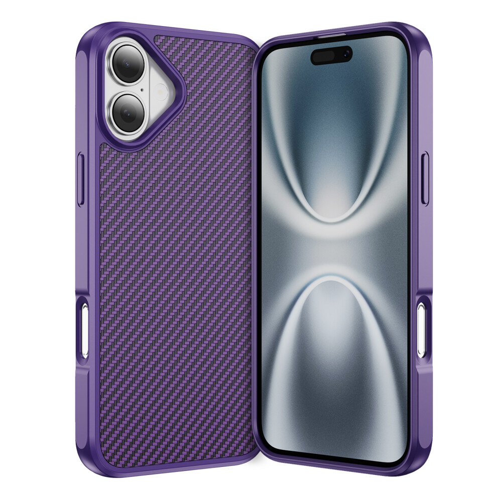 (Purple) For Iphone 17 Case Carbon Fiber Texture Pc + Tpu Phone Cover Compatible With Magsafe Purple 6914280382333