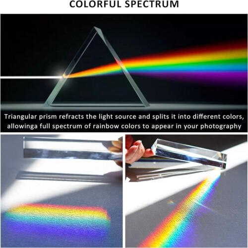 2Pcs 6Inch Crystal Optical Glass Triangular Prism for Photography Effects Physics Teaching Light Spectrum Optics Kits 1