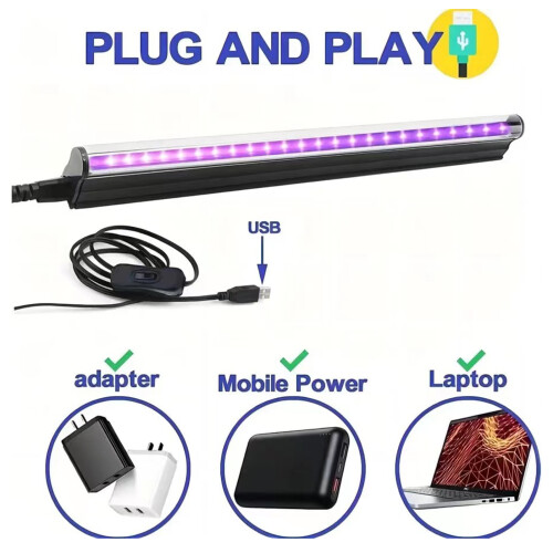1 pack barre LED UV noire 28 cm 5 W 2