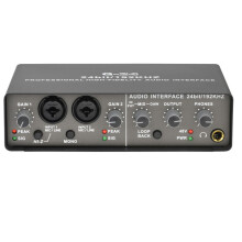 Interface Audio Professionnelle 24 Bits 192 KHz, 2 EntréEs, Carte Son pour Guitare éLectrique, Bouclage, Enregistrement Externe sur PC en Studio