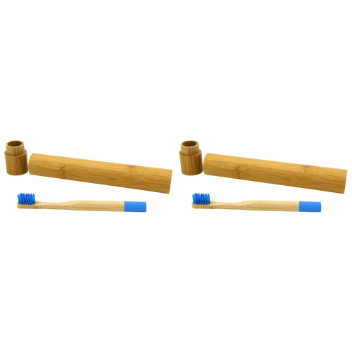 2Stk Bambuszahnbürste Ergonomisch Weiche Borsten Umweltfreundlich 1
