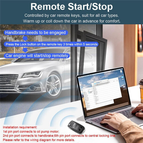 Car Alarm One Button Start/Stop System Kit Remote Engine Door Lock Keyless Entry System Central Locking 1