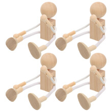 16Stk Holzgur Puppen Roboter DIY Projekt Kinder Kreativ Geschenk Gelb