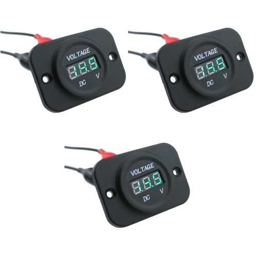 3Stk Digital Voltmeter Dc 12-24V Grün Auto Spannung 2