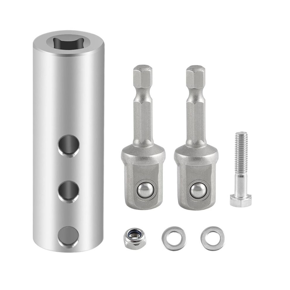 Stainless Steel Trailer Jack Electric Drill Adapter With 2Pc 1/2Inch Socket Adapter Bit Compatible With Jack Drive Shaft 6032742712259