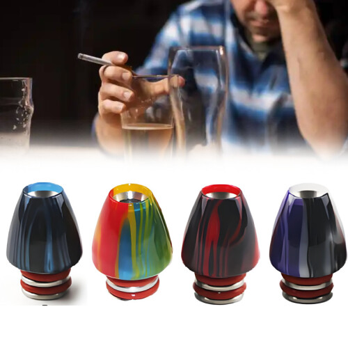(Style D)Colored Resin Stainless Steel Cigarette Butt Smoking Nebulizer Tools Drip Mouth 1