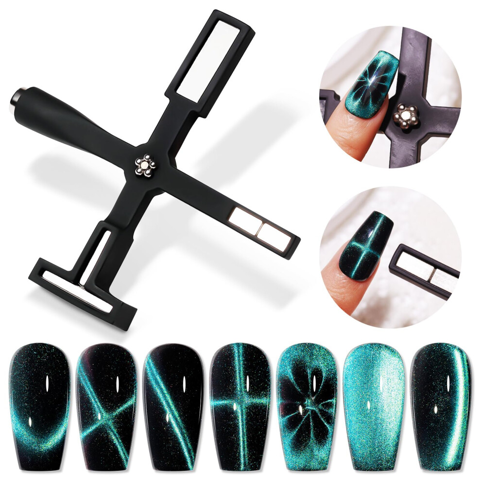 Black 5 In 1 Cat Eye Nail Magnet Stick With Strong Magnetic Heads For Gel Polish Manicure