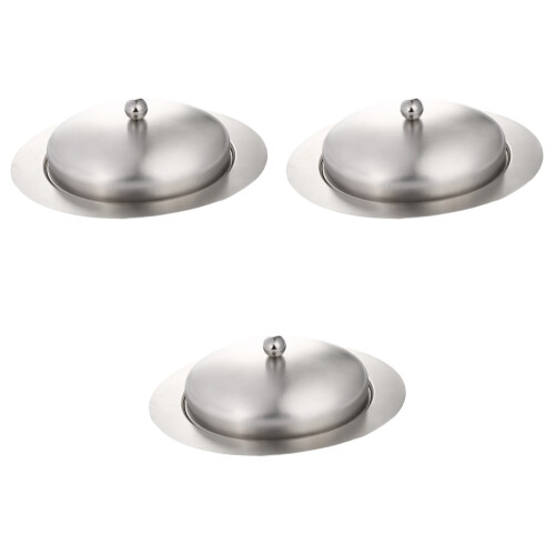 3Stk Butterplatte Silber Mit Deckel Antirost Küchenhilfe 2