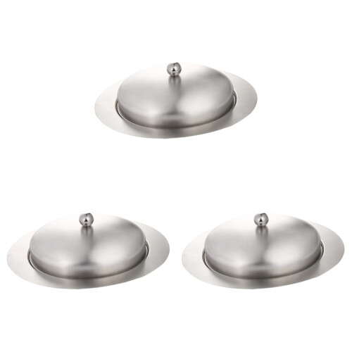 3Stk Butterplatte Silber Mit Deckel Antirost Küchenhilfe 1