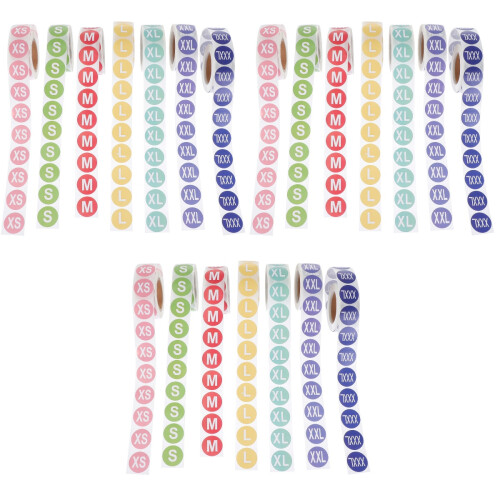 21Rolls Round Size Label Self-Adhesive Sticker for Clothing Apparel 1