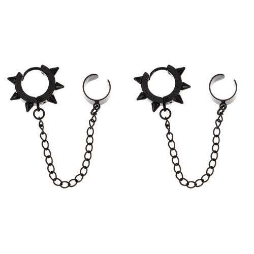 2Stk Schwarze Ohr Clips Ohrloch Modischer Schmuck 2