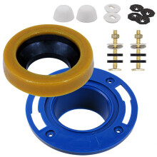 Toilet Flange with Wax Ring for Toilets Replacement Kit Includes Bolts PVC Toilet Flange Repair Kit , Fit Toilet Install