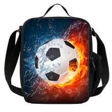 Voetbal Lunchbox Tas Jongens Meisjes, Herbruikbare Koeler Warme Lunchtas met Flessenhouder, voor Schoolkamperen Reizen Picknick