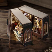 DIY Book Nook Kit with 3D Puzzle Model Building Wooden Bookshelf Bookend Toy Halloween Christmas Birthday Gift -110