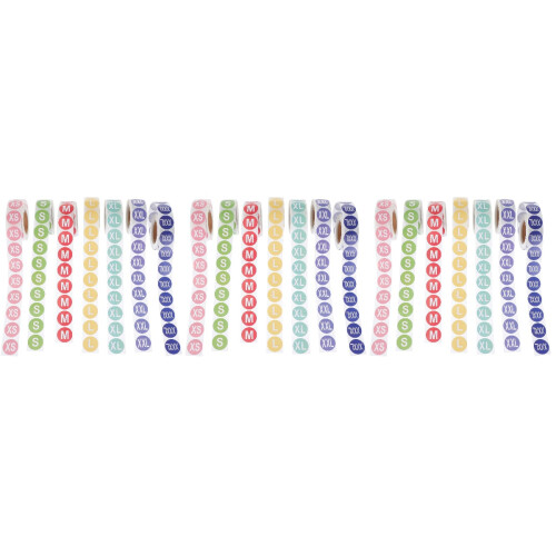 21Rolls Round Size Label Self-Adhesive Sticker for Clothing Apparel 2