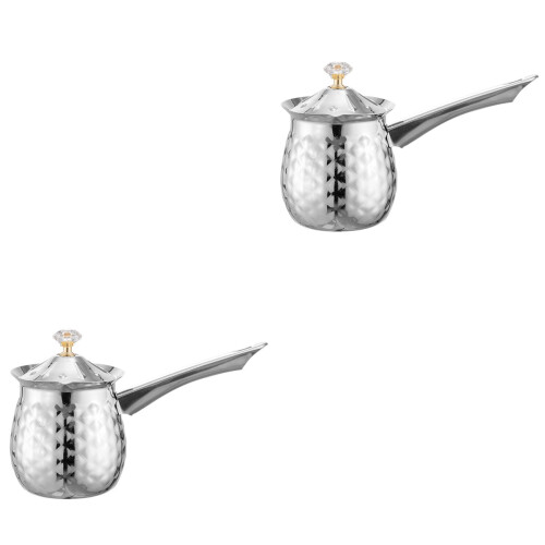 2Stk Strapazierfähiger Haushalt Frothing Pitcher Silber 2