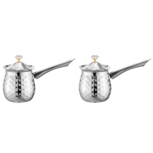 2Stk Strapazierfähiger Haushalt Frothing Pitcher Silber 1