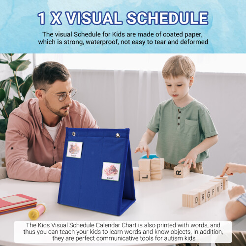 Visual Schedule for Kids Daily Routine Chart with 70 Cards Calendar Pocket Autism Learning Behavioral Tool 2