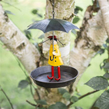 Girls Bird Feeder with Umbrella Bird Station Metal Hanging Chain and Hook Feeder for Wild Garden Birds Antique