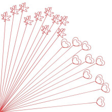 20 Pcs Gold Flower Card Holder Sticks, 12 Inch Metal Wire Floral Picks, Gold Flower Pick Card Holder,Heart, Maple Leaf