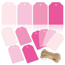 Etichette Regalo In Terracotta da 120 Pezzi 4 Etichette Appese In Colori Solidi Sfumati con Etichette In Carta Bianca Colorata Sfusa In Corda, Rosa