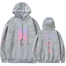 (Tag M=US XS,Gray)Moletom com capuz Love Yourself Kpop Bts Bangtan masculino bolso suéter Us1 unissex