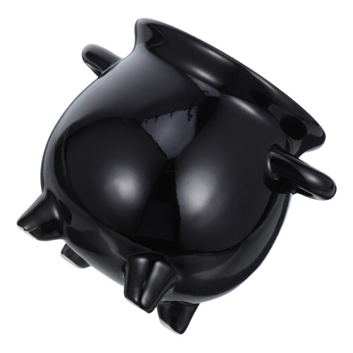 4Pcs Mini Ceramic Halloween Cauldron Candy Holder Black Jars 2