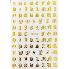 (Gold)Adesivos 3D para nail art alfabeto latino romano inglês letras decalques ponta de decoração
