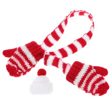 5Sets Durable Knitted Mini Hats and Scarves for Christmas Crafts Decor