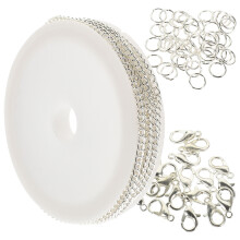 Silver DIY Necklace and Bracelet Chains with Lobster Clasps