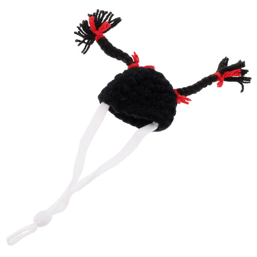 2Pcs Black Knitted Mini Hamster Hat Small Pet Party Accessory