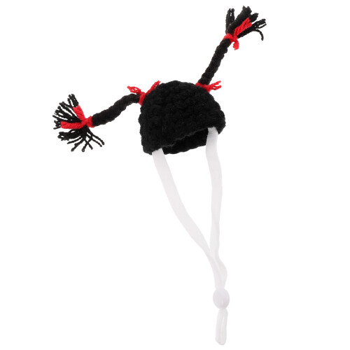 2Pcs Black Knitted Mini Hamster Hat Small Pet Party Accessory 2
