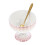 3Sets Pink Ceramic Footed Dessert Bowls with Spoon Elegant Tableware 2
