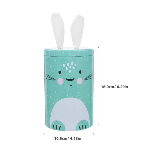 Green Round Metal Bunny Cookie Jar Tinplate Container for Kitchen 2