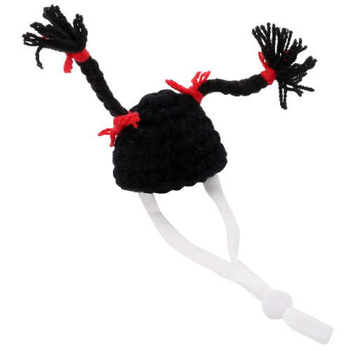 2Pcs Black Knitted Mini Hamster Hat Small Pet Party Accessory 1