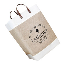 Large Sundries Storage Basket Cotton Linen Clothes Laundry Hamper Handles Decorative Household Organizer For Bedroom Bathroom