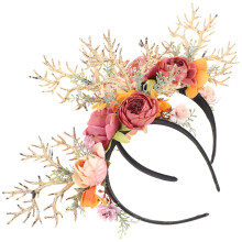6Pcs Multi-Color Xmas Deer Horn Headband Fabric Hair Decor for Party